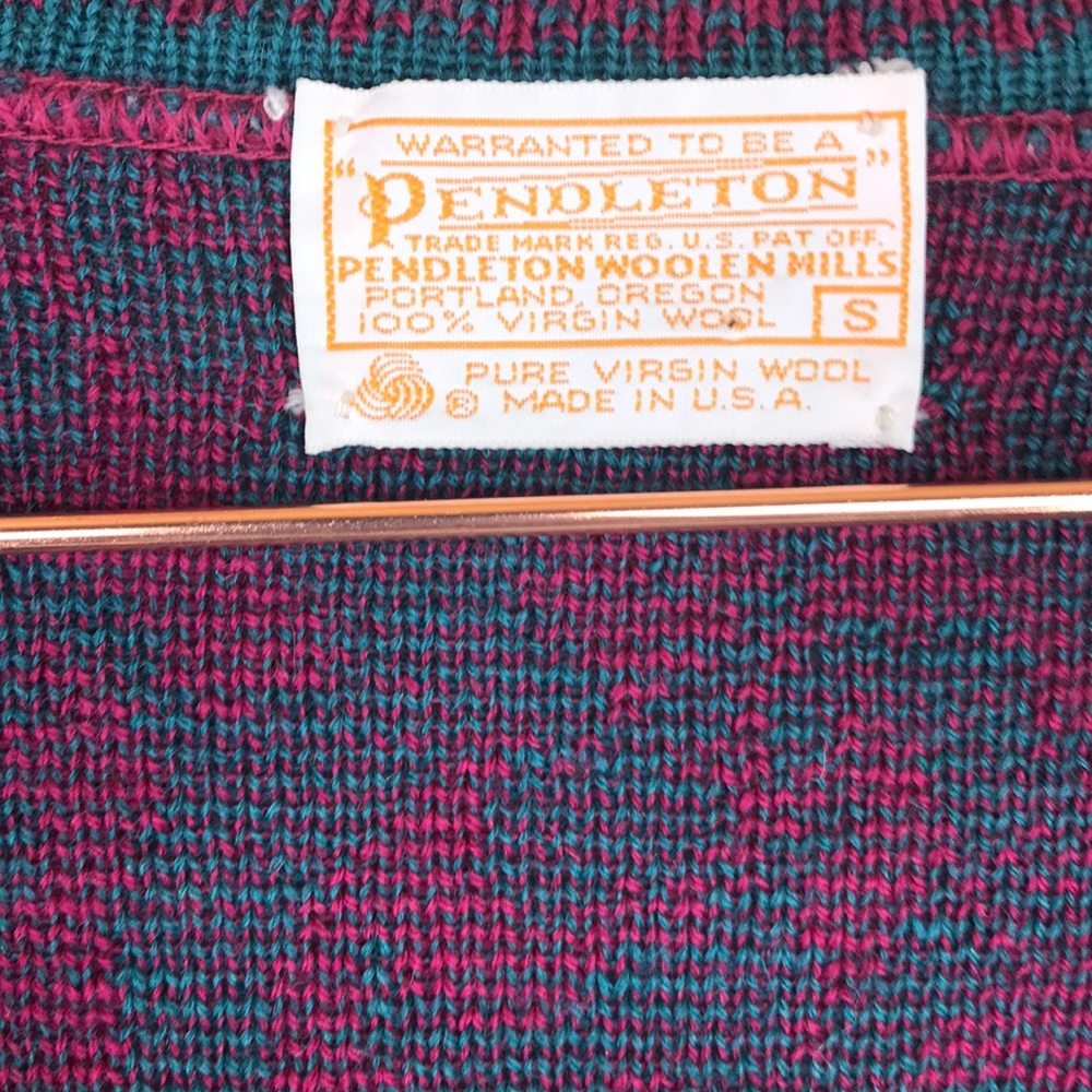 Vintage Small Pendleton Pink Teal Cardigan - Picture 3 of 7